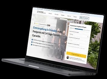 Laptop-Mockup: conversion-optimierte Landingpage mit Anfrageformular